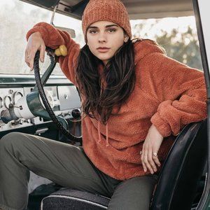 Billabong Warm Regards Fuzzy Serpa Rose Pullover Hoodie w/ Pockets S